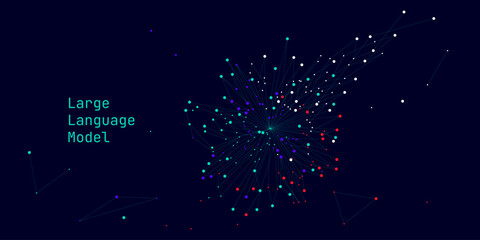 Illustration of abstract stream. Artificial intelligence. Big data, technology, AI, data transfer, data flow, large language model, generative AI