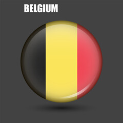 The national flag of Belgium in the shape of a circle.Vector.
Round 3d flag icon with high detail.
Spherical illustration of the flag.