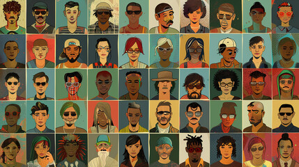 Group diversity multiethnic people - obrazy, fototapety, plakaty