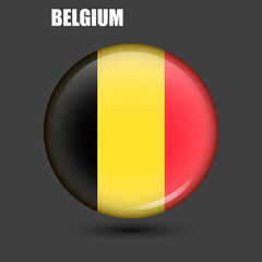 The national flag of Belgium in the shape of a circle.Vector.
Round 3d flag icon with high detail.
Spherical illustration of the flag.