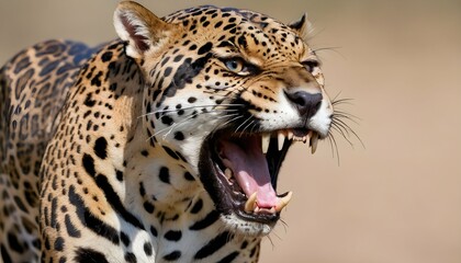 A-Jaguar-With-Its-Teeth-Bared-In-A-Fearsome-Displa- 2 - obrazy, fototapety, plakaty