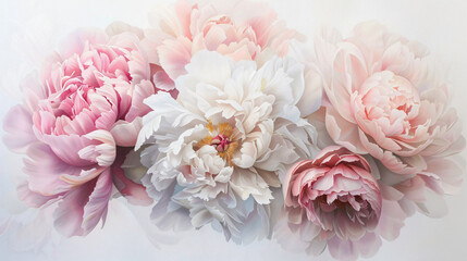 A stunning display of peonies in soft pastel tone