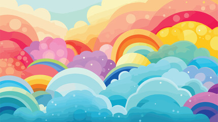 Background made of circles with rainbow 2d flat car