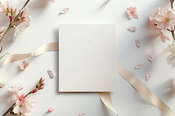 Flat minimalist elegance mockup with light background. Wedding mockup background with white blank.