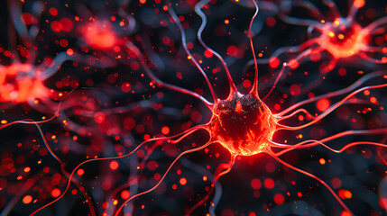 Neural Network, Illustration of Brain Cells and Nerves, Complexities of the Human Mind and Medical Science