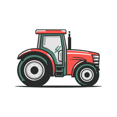 Isolated tractor. Side, front and top view of agriculture machinery. Farming vehicle in cartoon style. Vector illustration