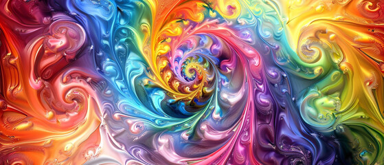 Vibrant rainbow swirls and intricate patterns create a mesmerizing kaleidoscope of colors and shapes.