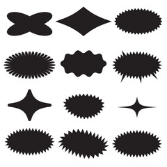 Star burst sticker vector set. Stars collection. Star icons. Starburst flower sale badge. Star blank label, stickers emblem. Shine symbol illustration. Sun ray frames, quality signs, sale icon