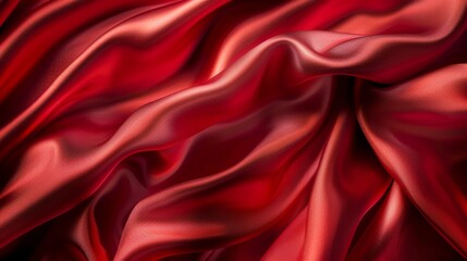 Fototapeta premium Elegant red satin fabric texture