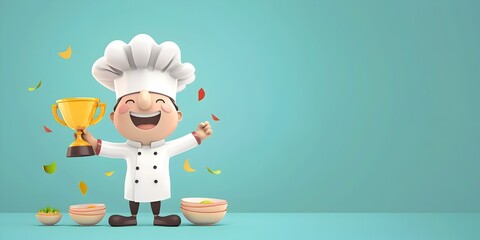 Triumphant Chef Celebrating Culinary Excellence and Career Pinnacle with Prestigious Award