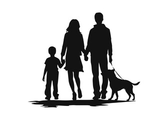 Happy family Silhouette Vector Illustration