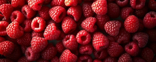 Close-up of fresh raspberries - obrazy, fototapety, plakaty