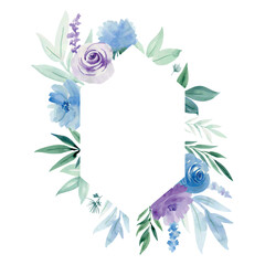Floral bright illustration. Vector watercolor botanic frame for wedding or greeting card.