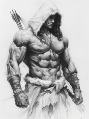 sketch of a warrior man - generative ai