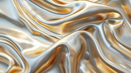 Silver And Gold Glistening Fabric Background with Wrinkles and Folds