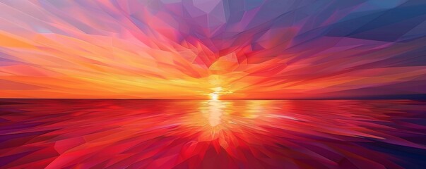 Obraz premium Abstract geometric sunset over water