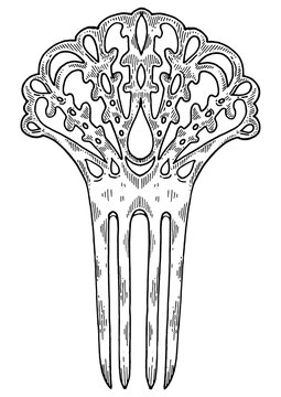 recommend clip art: Vintage hairpin engraving PNG illustration. Scratch board style imitation. Black and white hand drawn image.