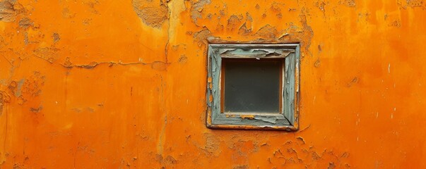 Orange textured wall with a single window