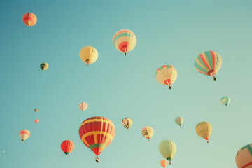 A bunch of hot air balloons are flying in the sky - Powered by Adobe