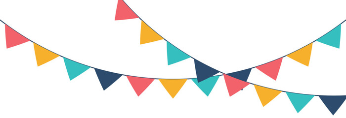 Carnival garland with flags. Decorative colorful party pennants for birthday celebration, festival and fair decoration. Vector illustration. EPS 10 © KD Vector Studio