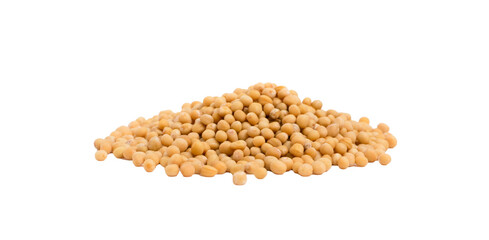 Dry yellow mustard seeds isolated on white background