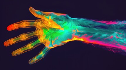 Obraz na płótnie Canvas Colorful thermal imaging scan of a human hand