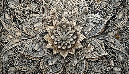 elaborate beautiful art painting  flower seamless patterns, taken background wallpaper - obrazy, fototapety, plakaty
