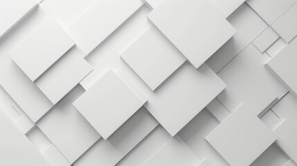 thick white layered paper art. A few larger squares throughout. extremely detailed and realistic, soft drop shadows, octane render, hyperrealistic, - obrazy, fototapety, plakaty
