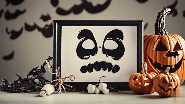 halloween frame with pumpkin