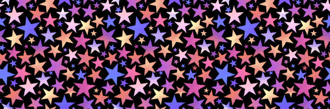 Seamless pattern of stars on a black background