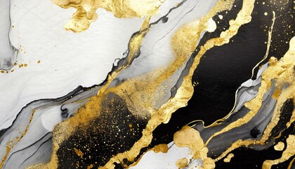 Wallpaper  splashes, Gold abstract black marble background art paint pattern ink texture watercolor white fluid wall. Abstract liquid gold design luxury wallpaper nature black brush oil modern 