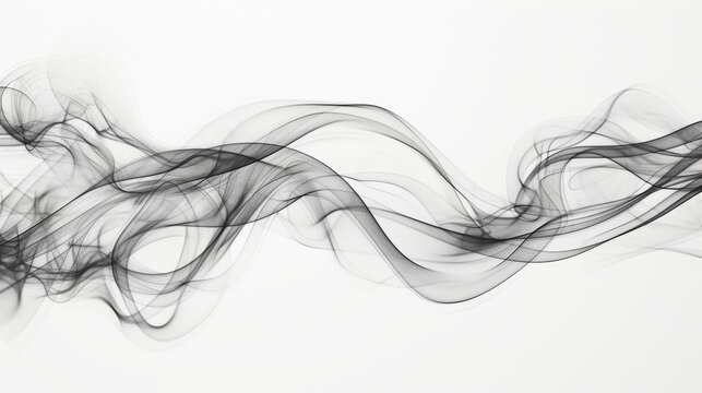 Abstract black smoke waves on white background
