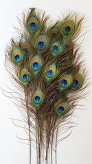 Obraz premium Bunch of vibrant peacock feathers