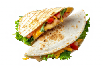 Two Tortilla Sandwiches on White Background