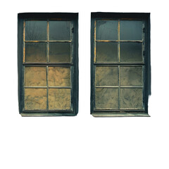 Two windows on transparent and yellow background