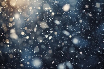Obraz premium Winter Snowflakes Falling on Dark Blue Background