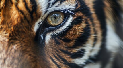 Close-up of a tiger's eye and fur