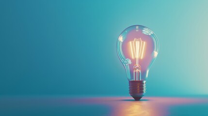 Glowing light bulb on a blue background