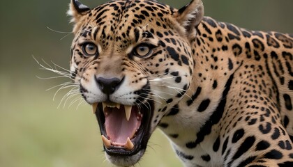 A-Jaguar-With-Its-Fur-Bristling-In-Aggression- 3 - obrazy, fototapety, plakaty