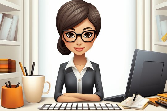 Confident businesswoman sitting at her desk and looking at the viewer