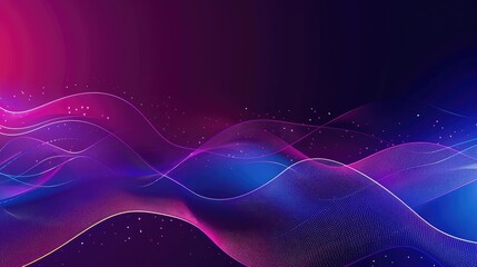 Abstract colorful technology line wave background, Modern purple blue gradient flowing wave lines. 