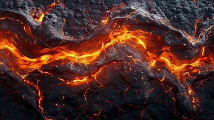 Lava flow from a volcano - obrazy, fototapety, plakaty