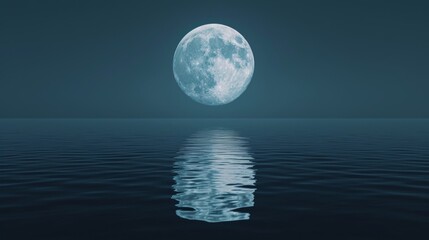 Naklejka na ściany i meble Full moon over tranquil sea