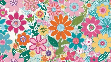Fototapeta na wymiar Botanical Bliss: A Symphony of Colorful Floral Patterns