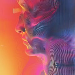 Colorful faceted portrait of a human head