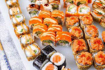 fFesh sushi set traditional japanese food