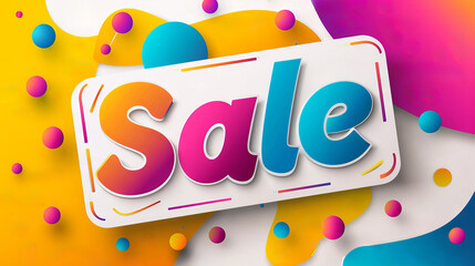 Colorful Sale Promotion Banner with Text and Abstract Shapes