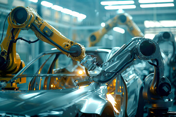 Precision Robotic arms Technology at Work in Car Manufacturing Industry