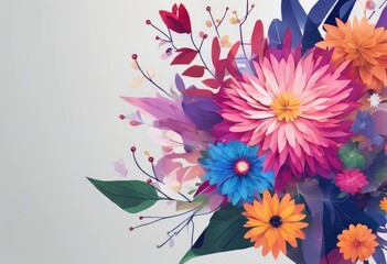 Vibrant and artistic rendering of mixed flowers on a muted background - 782281317