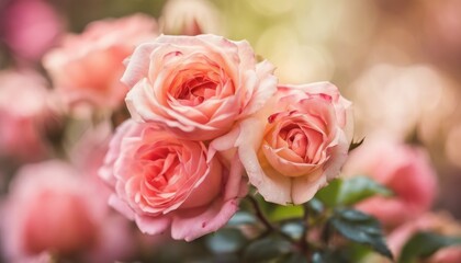 Pastel pink roses in bloom - 782281329